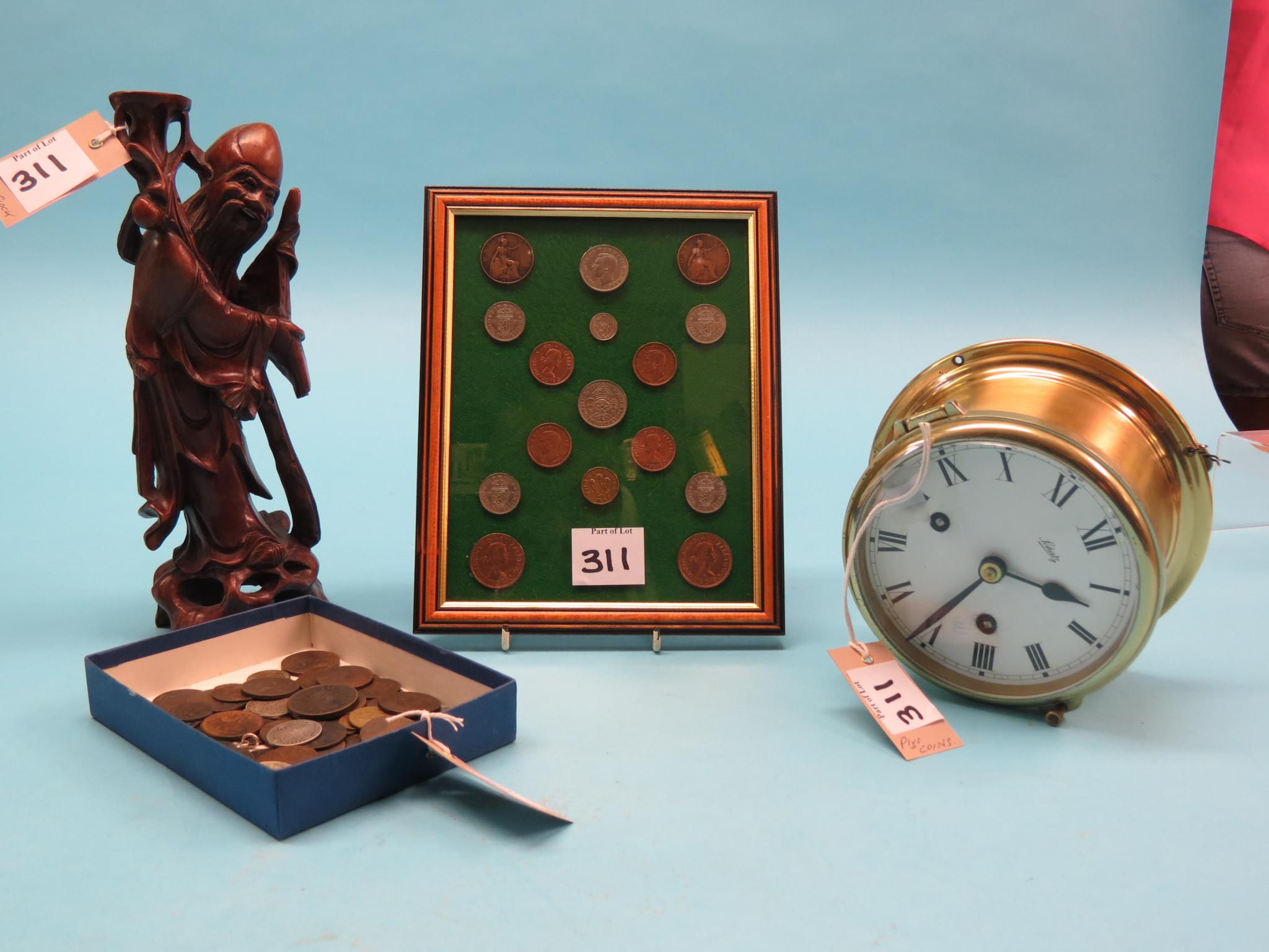 Appraisal: A Schatz brass ship's dial clock with striking movement with