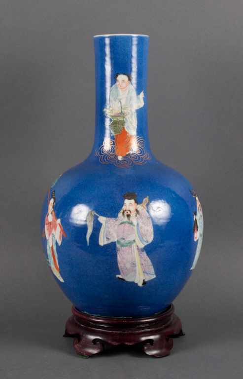 Appraisal: Chinese Famille Rose enamel on blue underglaze vase th century