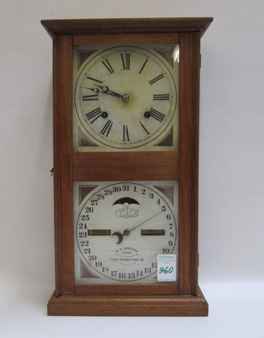 Appraisal: ITHACA CALENDAR SHELF CLOCK Farmers No Ithaca Calendar Clock Co