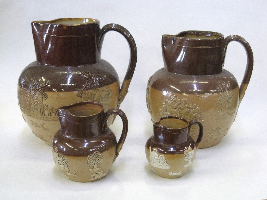 Appraisal: Graduated set of four Royal Doulton stoneware jugs