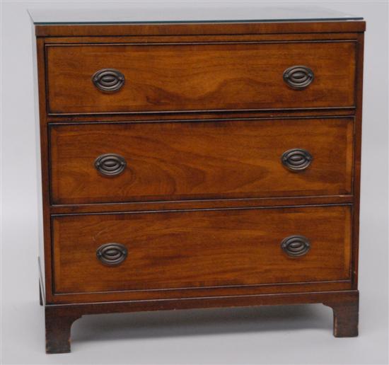 Appraisal: KITTINGER THREE DRAWER CHEST Mahogany graduated top drawer cross caned