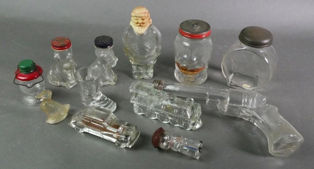 Appraisal: VINTAGE GLASS CANDY CONTAINERSLot of glass candy containers including pistol