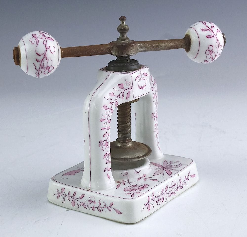 Appraisal: Fine Antique RPM Porcelain Nut Cracker Crank Press Antique metal