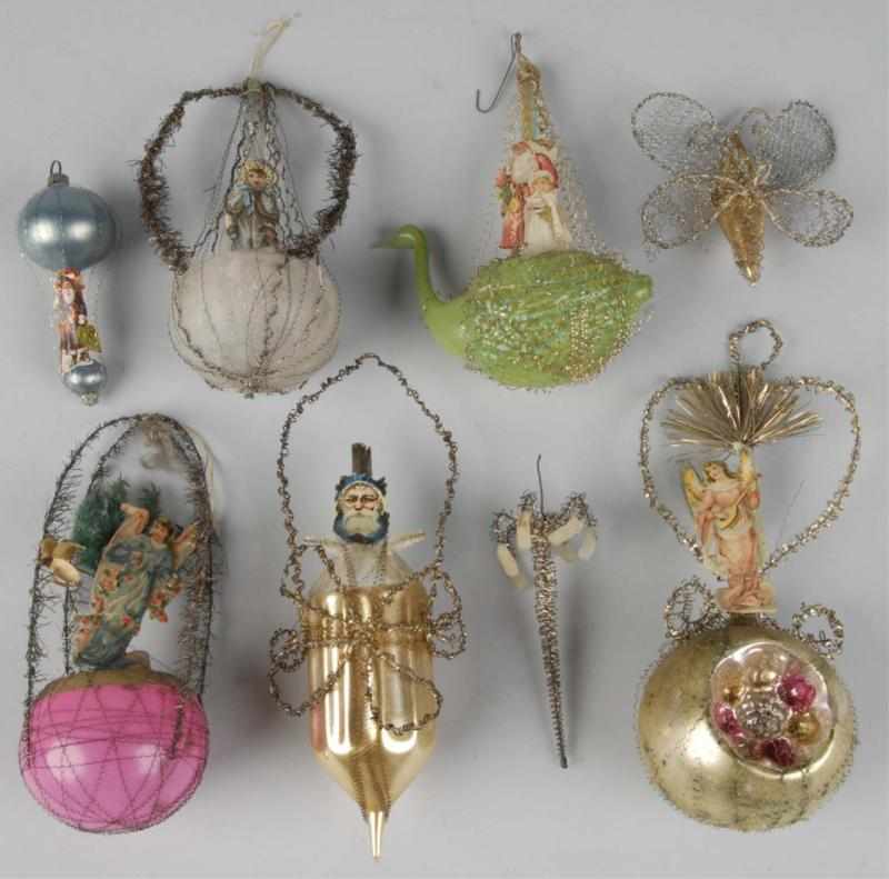 Appraisal: Lot of Glass Wire-Wrapped Christmas Ornaments Condition Very Good -