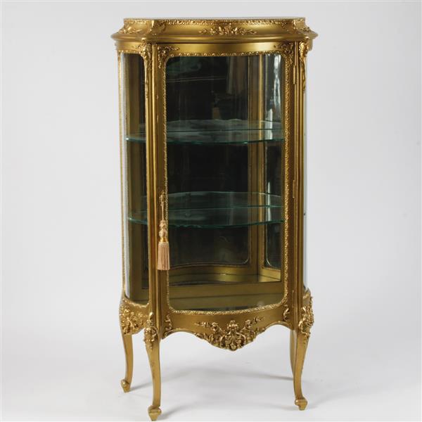 Appraisal: French Louis XV curved glass gilt wood curio cabinet x