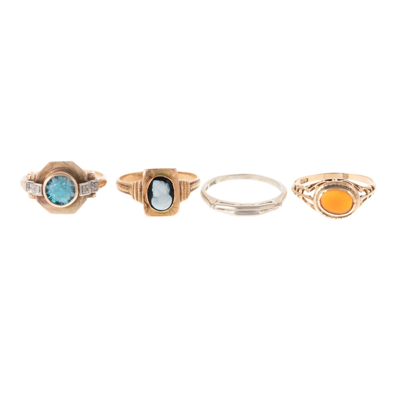 Appraisal: A COLLECTION OF GEMSTONE RINGS IN GOLD K yellow gold