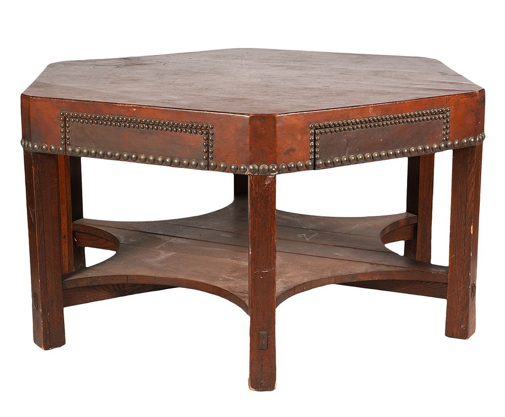 Appraisal: Rare Gustav Stickley Leather Top Gaming Table Circa Ultra-rare Gustav