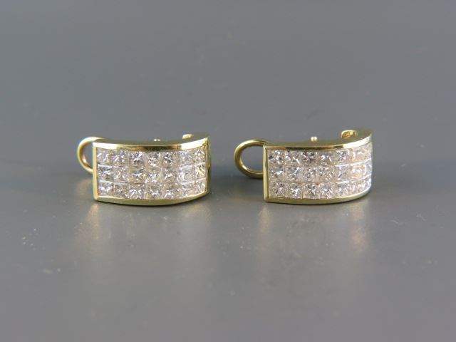 Appraisal: Diamond Earrings square cut diamonds totaling carats in k yellow