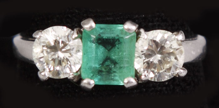 Appraisal: Diamond Emerald Ring set in Platinum Emerald is A quality