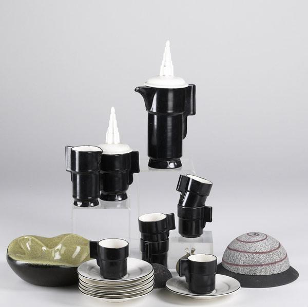 Appraisal: MODERN GROUP LOT Includes Italian espresso set with pot sugar