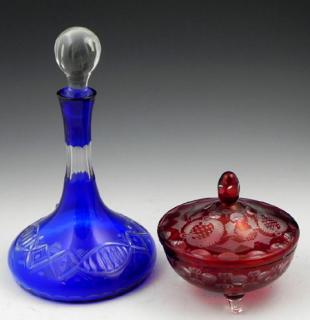 Appraisal: Two Pieces of Glass th c - Ruby Bohemian Glass