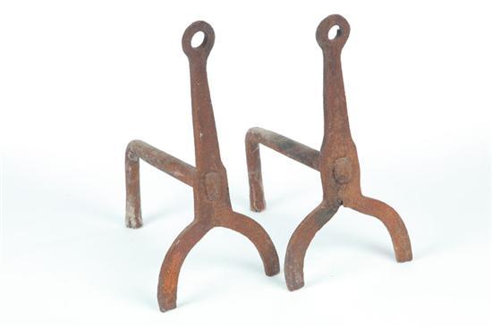 Appraisal: PAIR OF WROUGHT IRON ANDIRONS American st half- th century