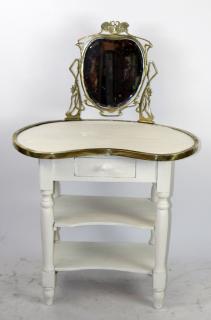 Appraisal: Painted vanity with Art Nouveau style mirror Painted vanity with