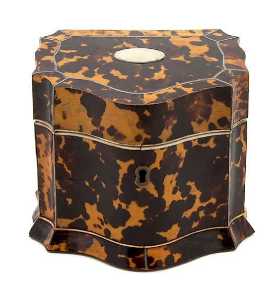 Appraisal: A Regency Tortoiseshell Tea Caddy Height x width inches A