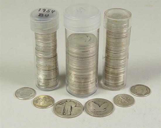 Appraisal: Silver Lot BU roll of Roosevelt Dimes plus roll of