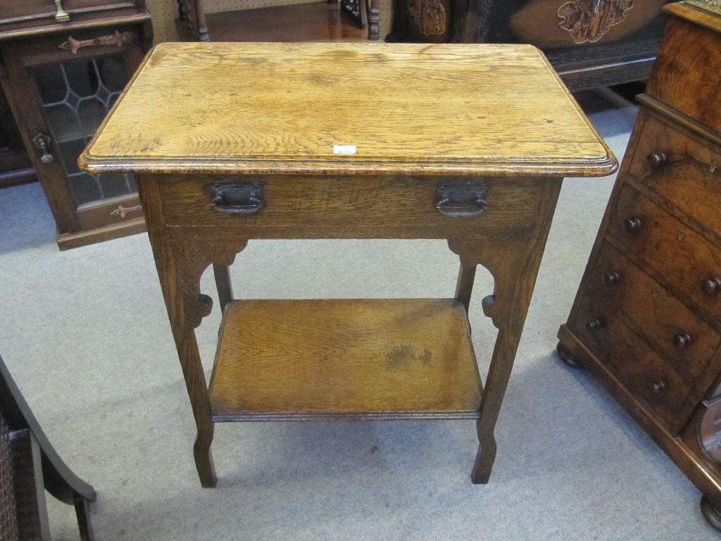 Appraisal: Georgian style oak single drawer two tier table