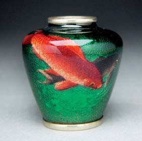 Appraisal: MINIATURE JAPANESE CLOISONN VASE Charming miniature Japanese ginbari cloisonn enamel