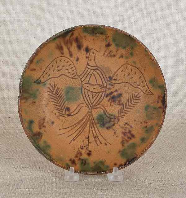 Appraisal: Jacob Medinger Montgomery County Pennsylvania - sgraffito redware shallow dish