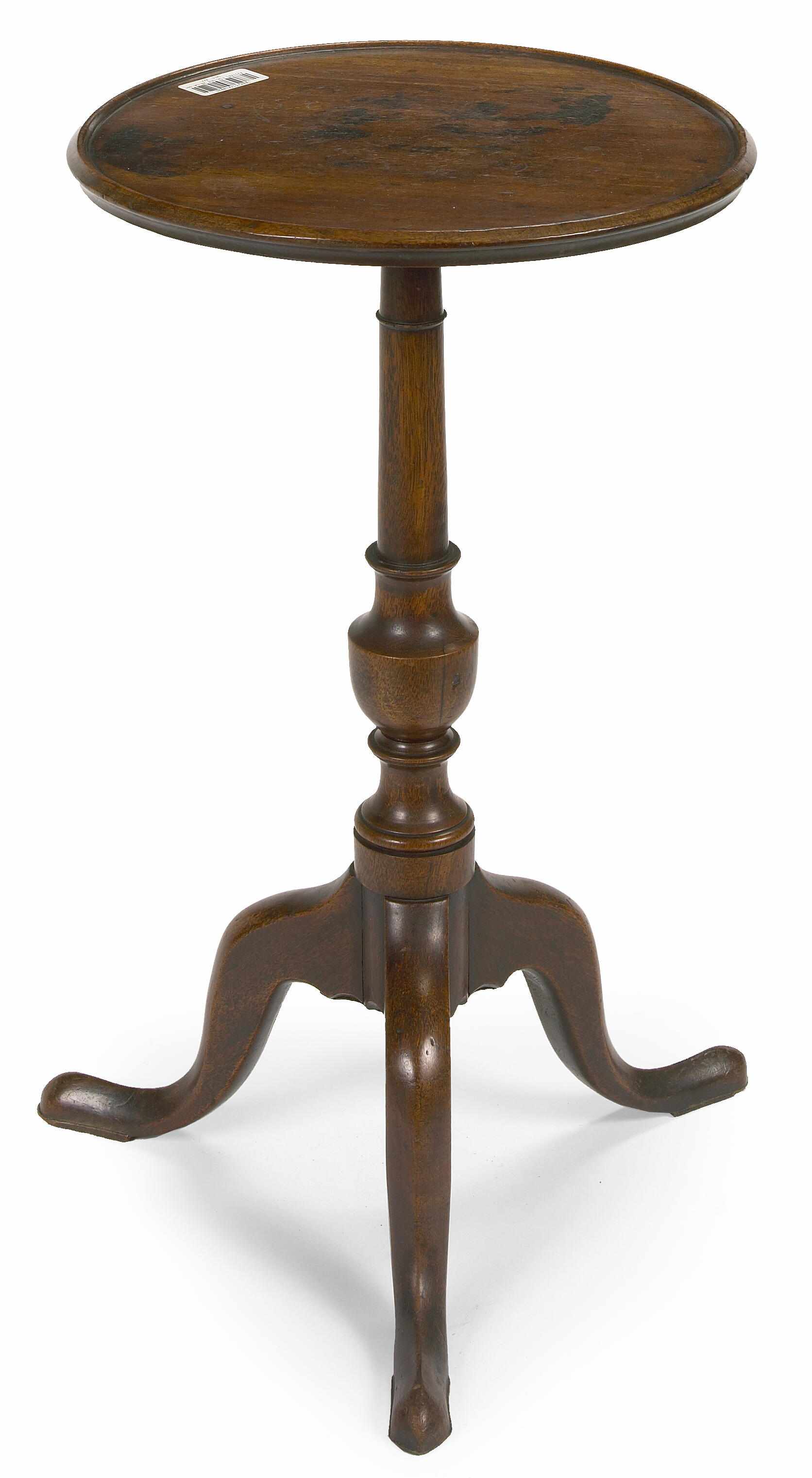 Appraisal: A George III walnut tray-top candle stand th centuryheight in