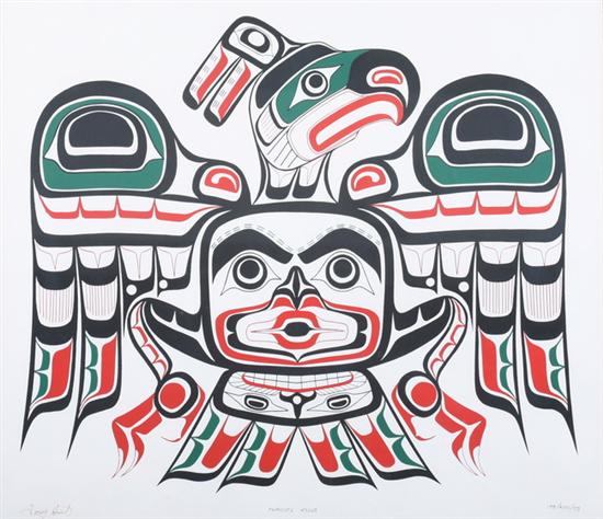 Appraisal: TONY HUNT Kwakiutk Kolus Seriagrapg signed numbered and dated Framed