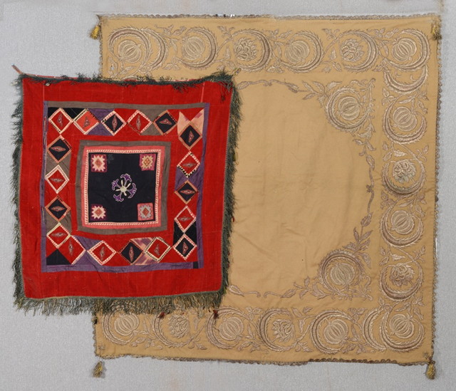 Appraisal: A TURKISH GOLD COLOURED TEXTILE PANEL with continuing metal thread