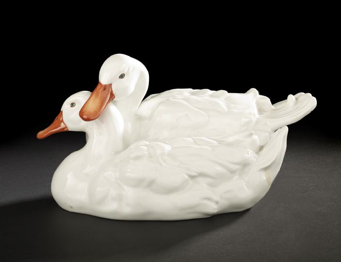 Appraisal: Herend Porcelain Group of Two White Ducks third quarter th