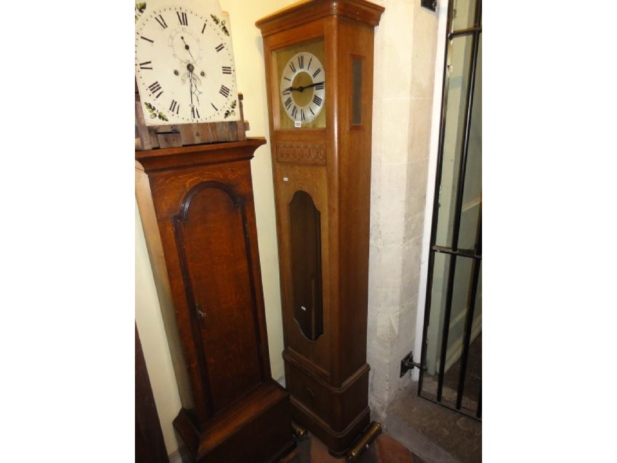 Appraisal: An Art Deco longcase clock the oak case with glazed