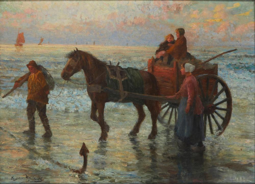 Appraisal: Carl Eugene Mullertt - German Family walking along a shore