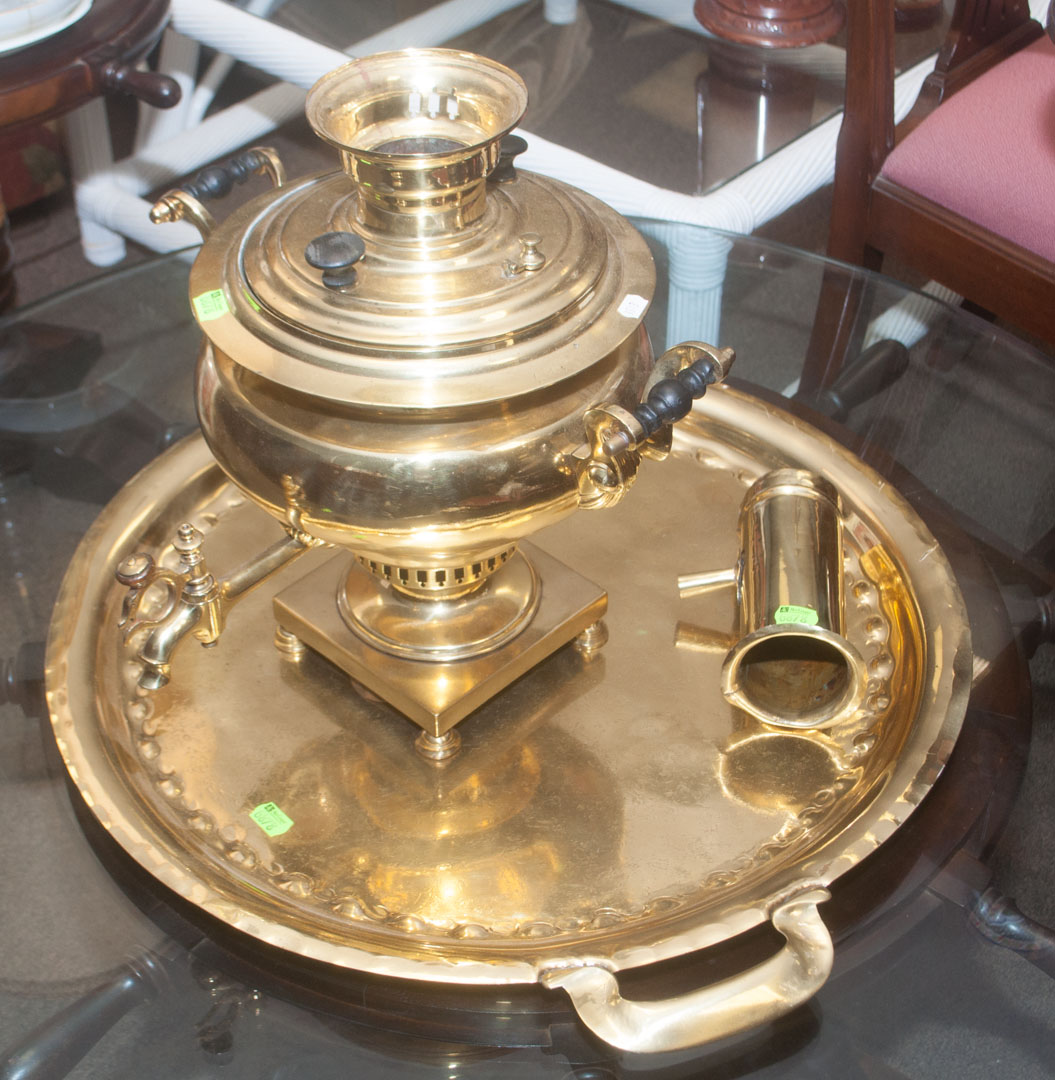 Appraisal: Brass samovar with tray