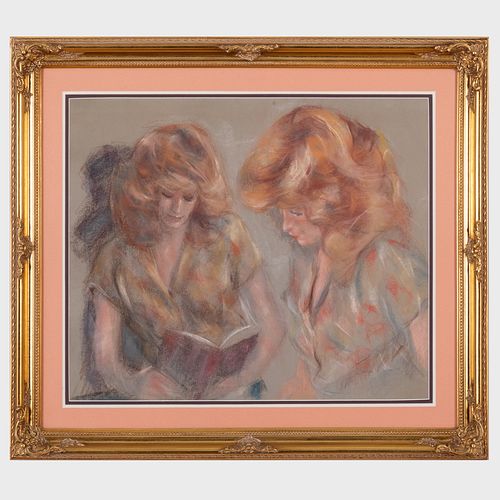 Appraisal: TH CENTURY SCHOOL TWO WOMENPastel on paper signed 'B Frank