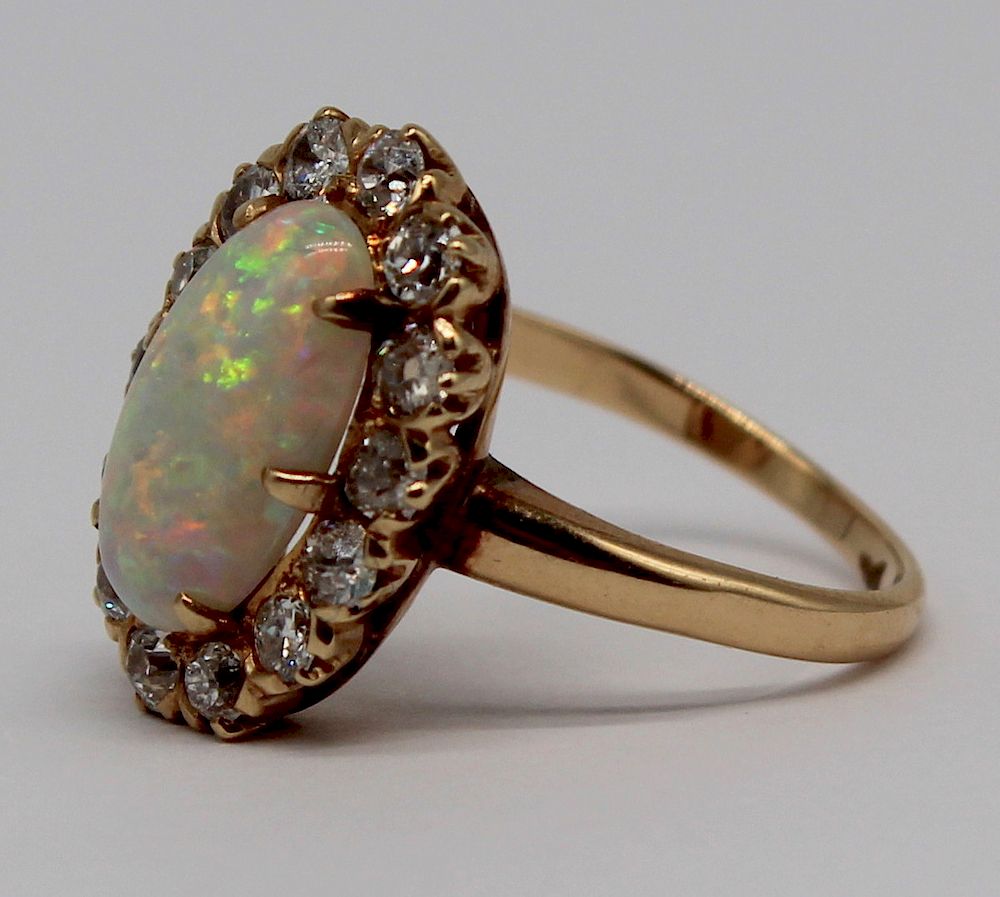 Appraisal: JEWELRY kt Gold Opal and Diamond Ring kt yellow gold