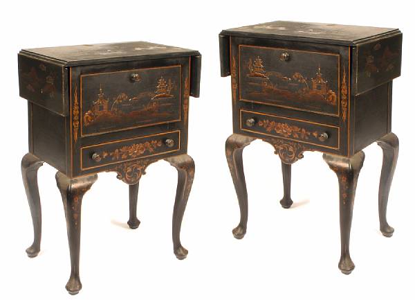 Appraisal: A pair of chinoiserie decorated bedside cupboards height in width