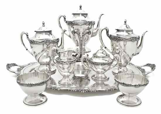 Appraisal: A Mexican Sterling Silver Tea Service Gonzalo Moreno comprising a