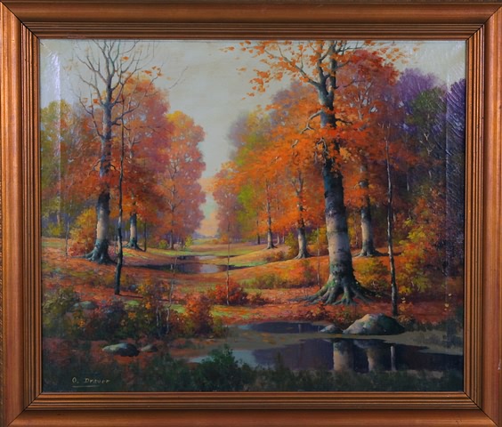 Appraisal: Landscape in autumn oil on canvas x SLL Artist American