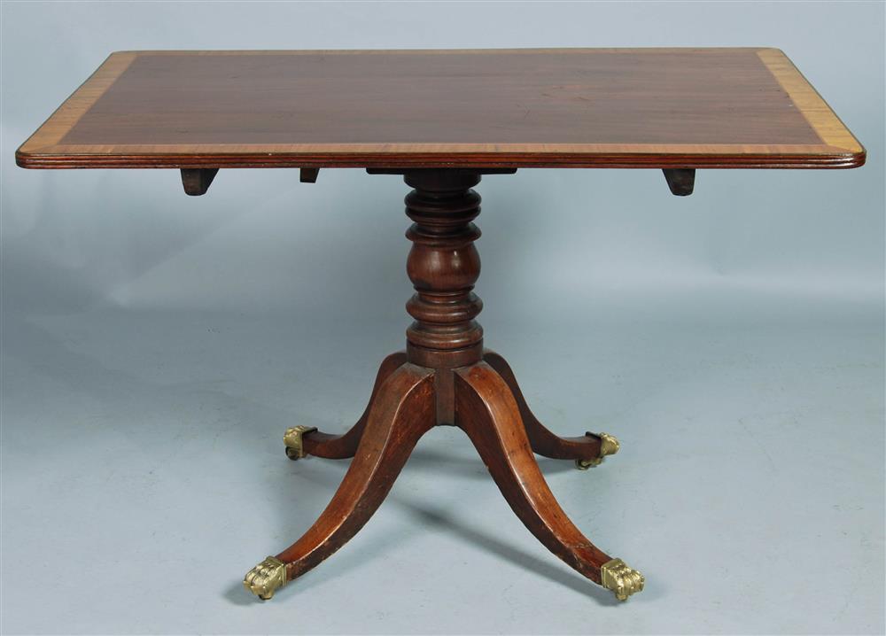 Appraisal: ENGLISH REGENCY INLAID MAHOGANY BREAKFAST TABLE CIRCA with a hinged