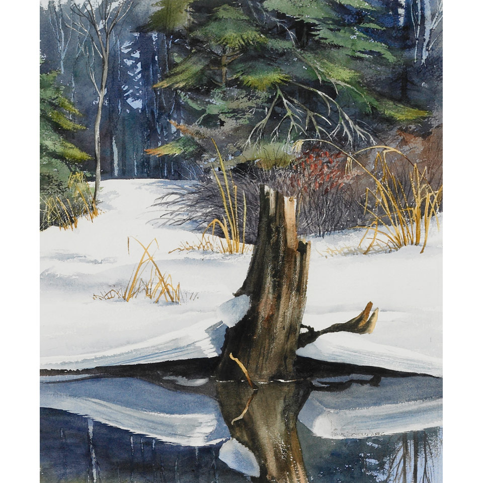 Appraisal: PIERRE COCHAND WINTRY BROOK watercolour signed and dated x cm