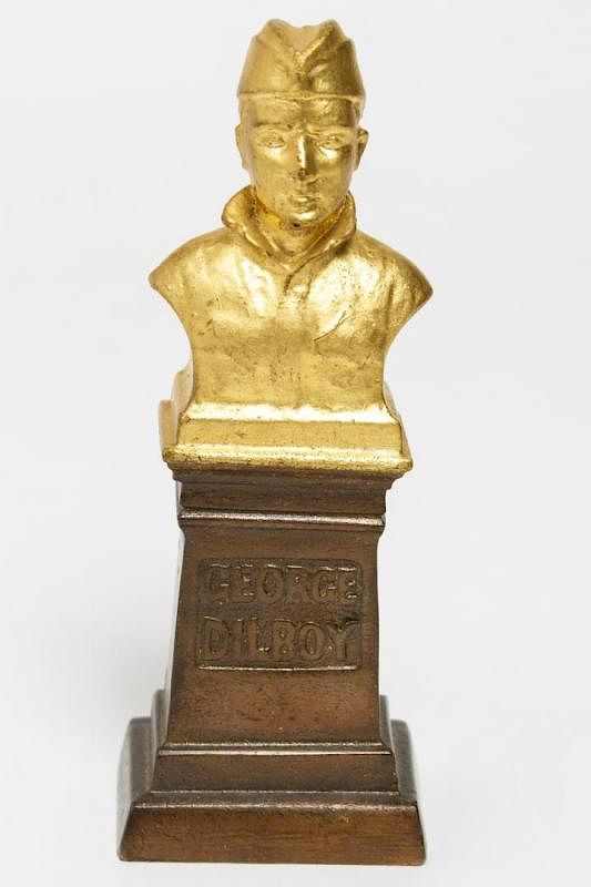 Appraisal: WWI Gilt-Bronze Bust-George Dilboy Militaria Militaria memorial bust small brown-patinated-