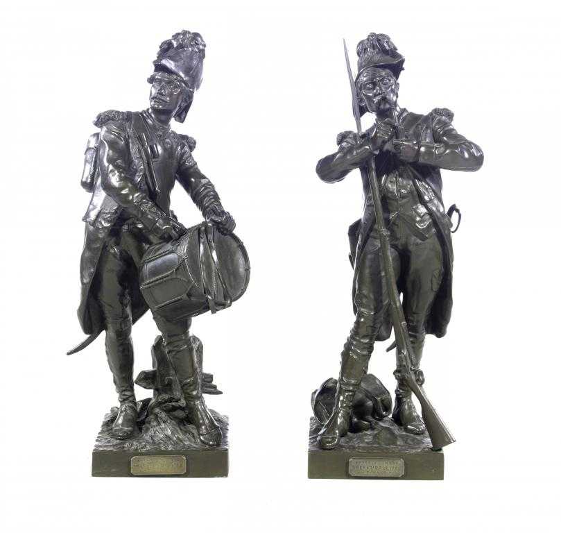 Appraisal: A PAIR OF BRONZE STATUETTES OF FRENCH REVOLUTIONARY SOLDIERS AFTER