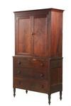 Appraisal: TWO-PART SHERATON LINEN PRESS - Solid Cherry Stepback Linen Press