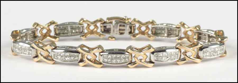 Appraisal: KARAT YELLOW AND WHITE GOLD AND DIAMOND BRACELET grams Condition