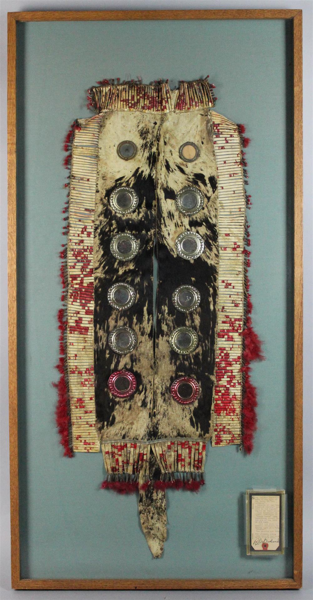 Appraisal: DOG SOLDIER MIRRORED AND QUILLED BANDOLIER FRAMED WITH DESCRIPTIVE TEXT