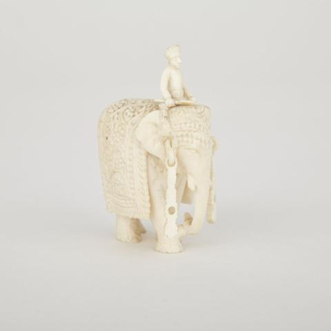 Appraisal: Carved Indian Ivory Figure of an Elephant C Draped in