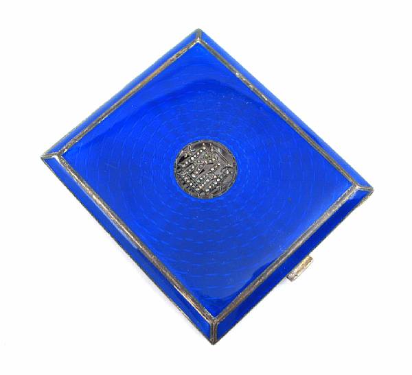 Appraisal: An Austrian silver gilt and blue enamel lady's cigarette case