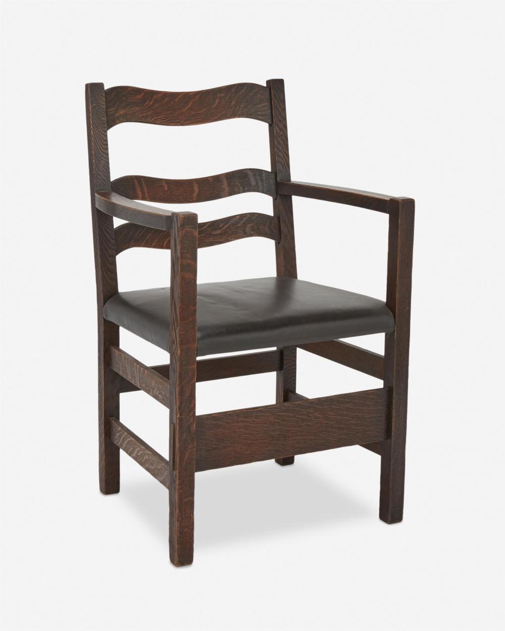 Appraisal: A Stickley Brothers fumed oak armchair First-quarter th Century Appears