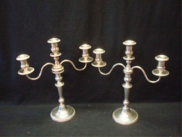 Appraisal: Pair of Whiting Sterling Weighted Candelabra From a New Rochelle