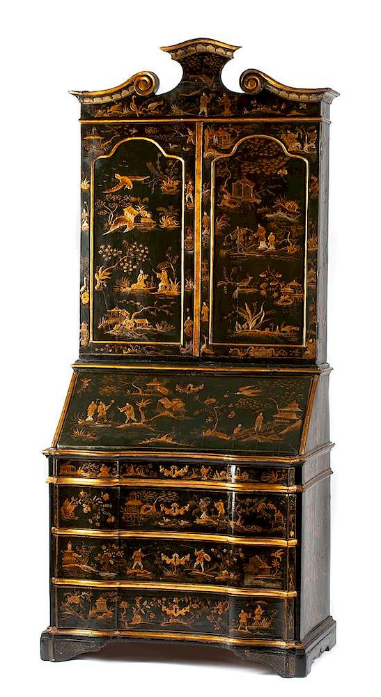 Appraisal: A George II Chinoiserie Decorated Secretary Height x width x