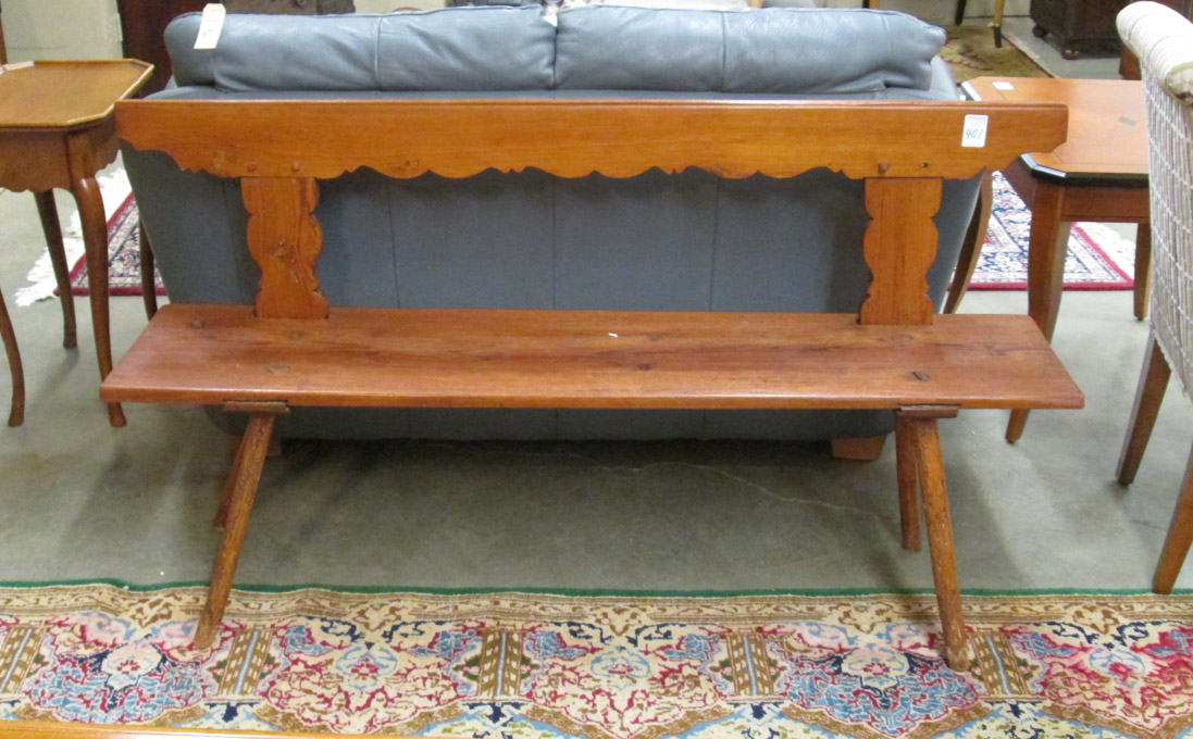 Appraisal: COUNTRY PINE BENCH American th century the plank seat raised