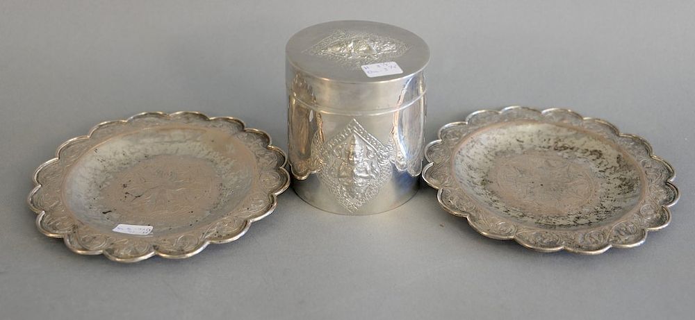 Appraisal: Three piece silver group to include a pair of middle