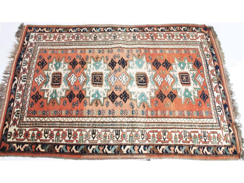 Appraisal: SHIRAZ PERSIAN RUG with row of four large star medallions