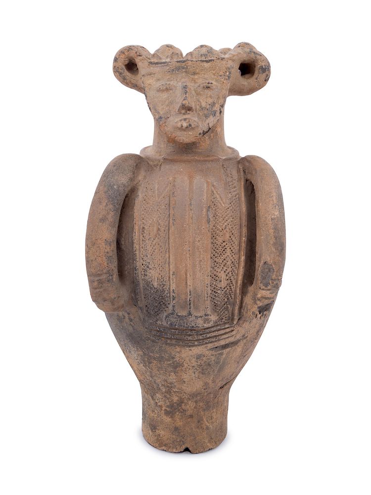 Appraisal: A Calabar Figural Earthenware Vessel Height inches A Calabar Figural